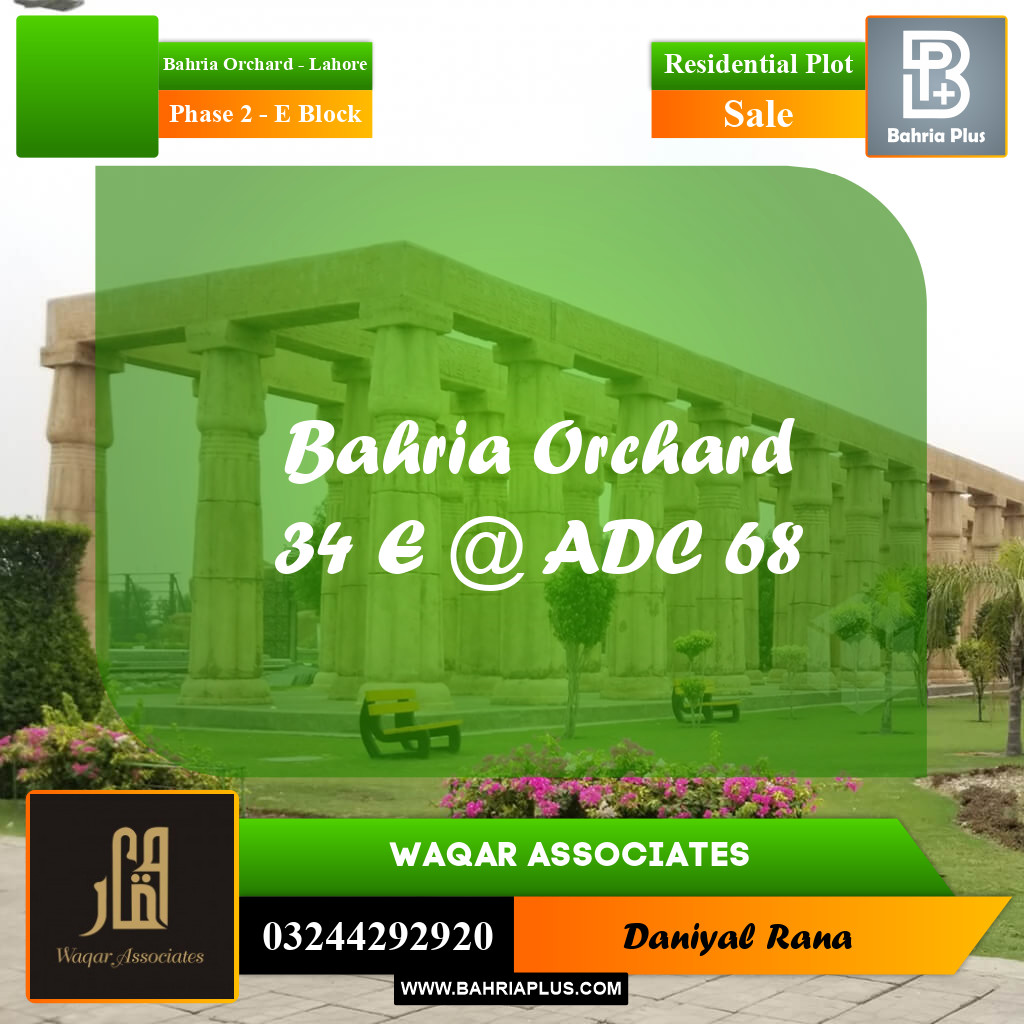 8 Marla Residential Plot for Sale in Phase 2 - E Block -  Bahria Orchard, Lahore - (BP-333075)
