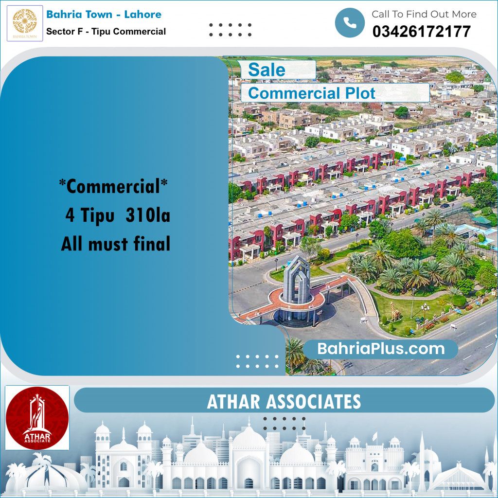 5 Marla Commercial Plot for Sale in Sector F - Tipu Commercial -  Bahria Town, Lahore - (BP-333089)