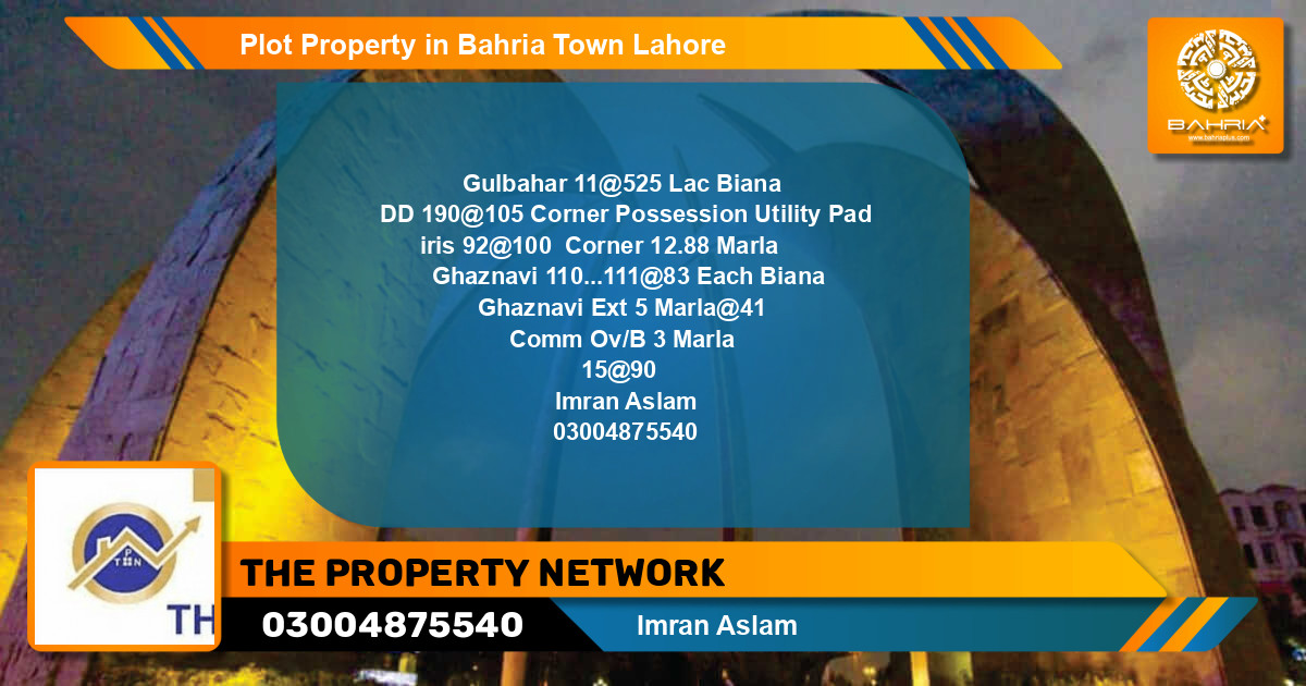 Residential Plot for Sale in Bahria Town, Lahore - (BP-33309)