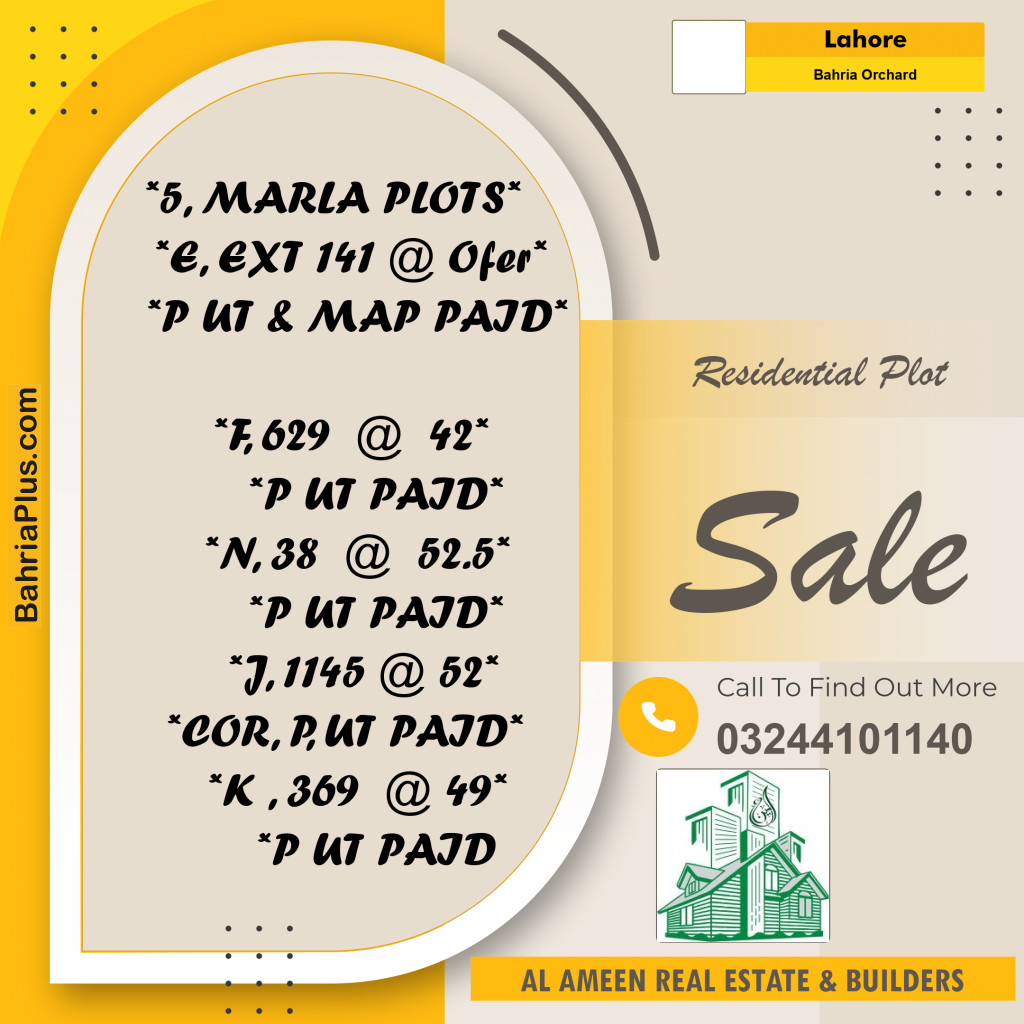 Residential Plot for Sale in Bahria Orchard, Lahore - (BP-333139)