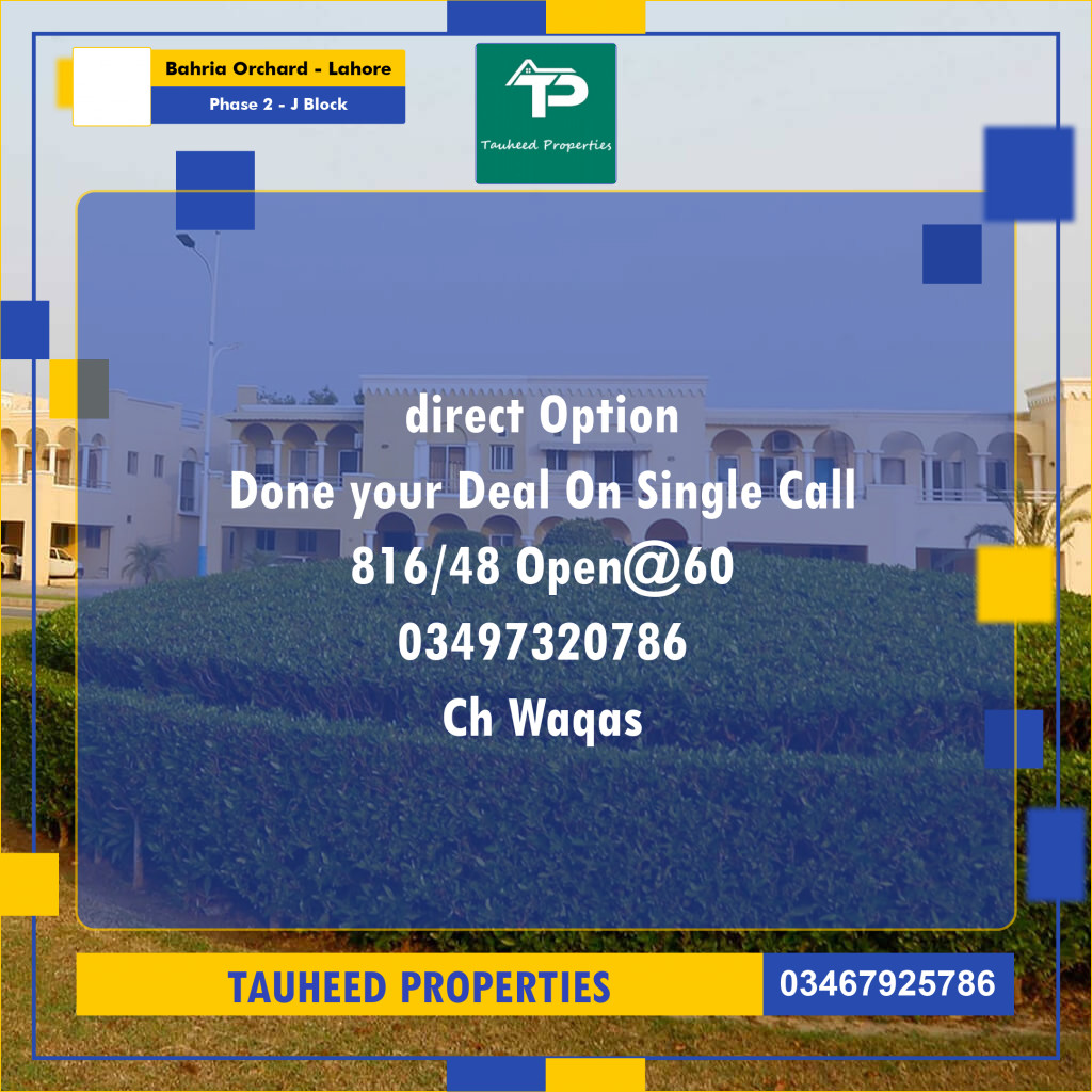 8 Marla Residential Plot for Sale in Phase 2 - J Block -  Bahria Orchard, Lahore - (BP-333143)
