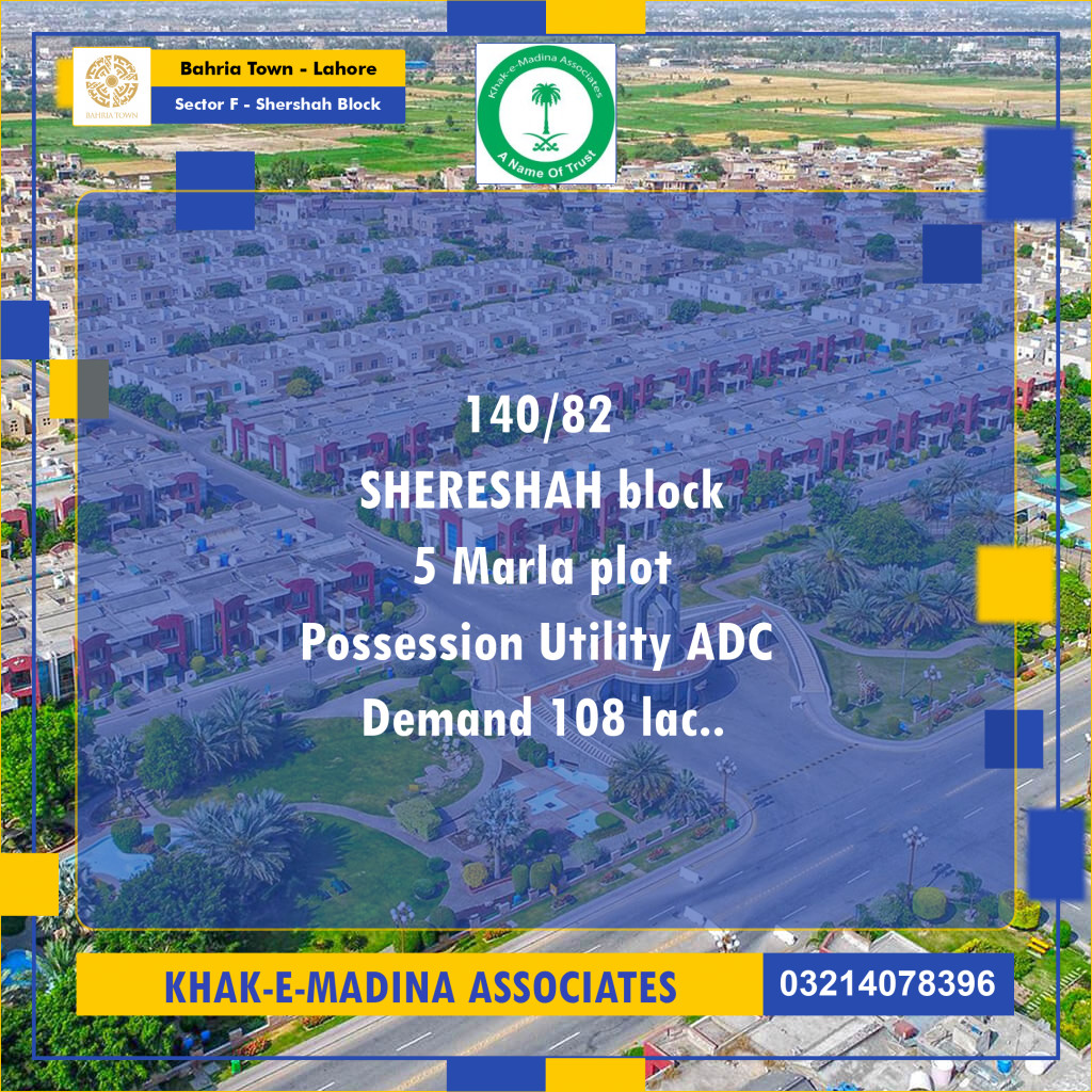 5 Marla Residential Plot for Sale in Sector F - Shershah Block -  Bahria Town, Lahore - (BP-333174)