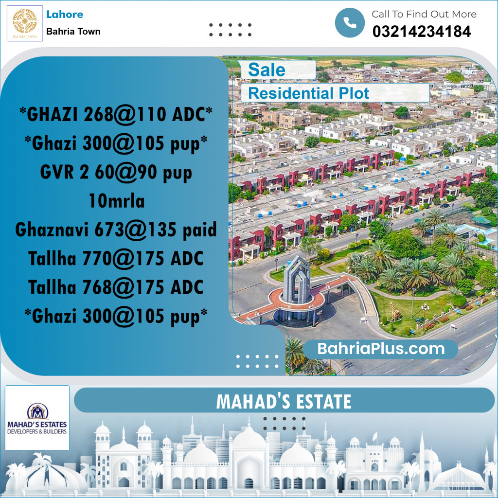 Residential Plot for Sale in Bahria Town, Lahore - (BP-333212)