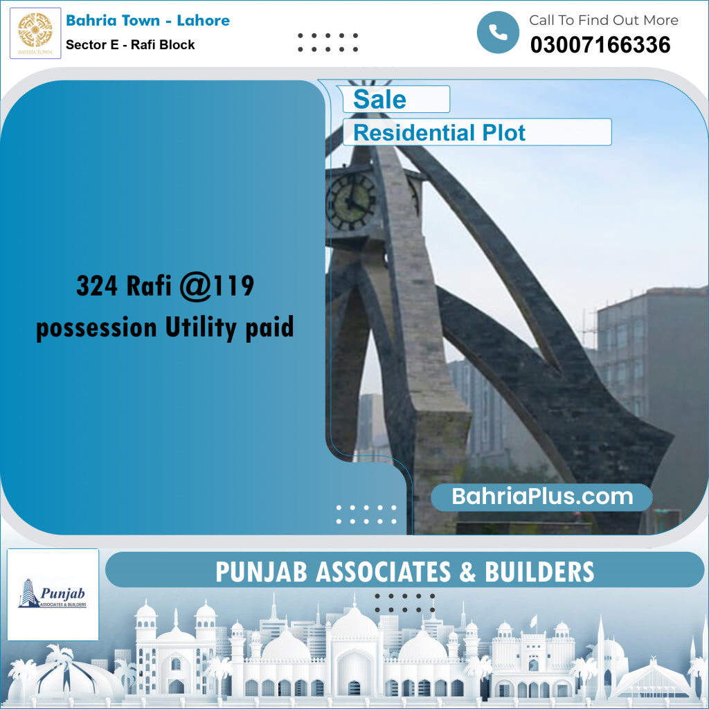 Residential Plot for Sale in Sector E - Rafi Block -  Bahria Town, Lahore - (BP-333348)