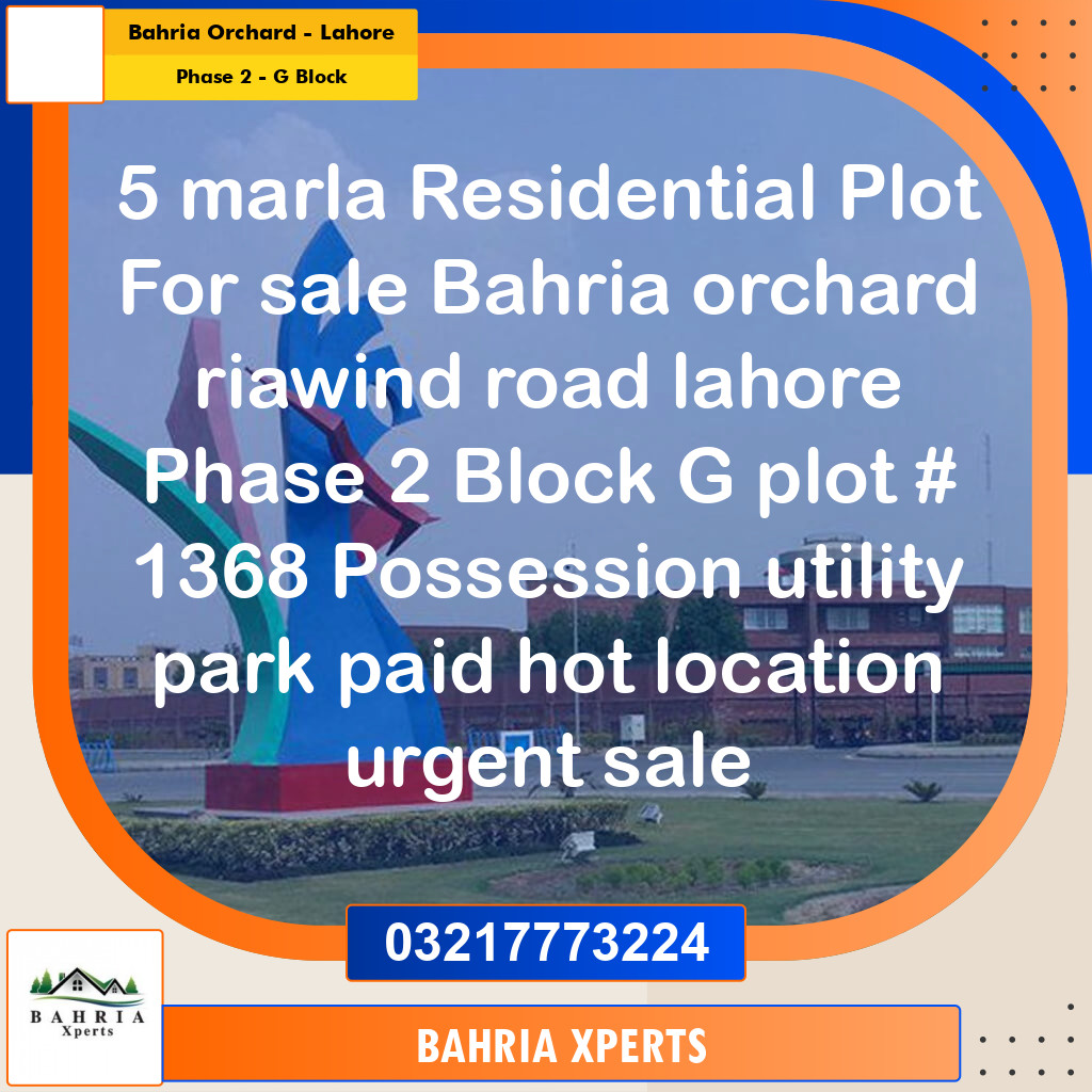 5 Marla Residential Plot for Sale in Phase 2 - G Block -  Bahria Orchard, Lahore - (BP-333365)