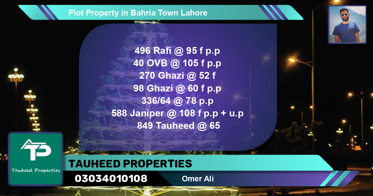 Residential Plot for Sale in Bahria Town, Lahore - (BP-33337)