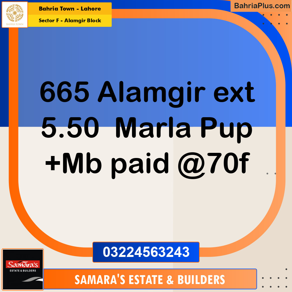 5 Marla Residential Plot for Sale in Sector F - Alamgir Block -  Bahria Town, Lahore - (BP-333376)