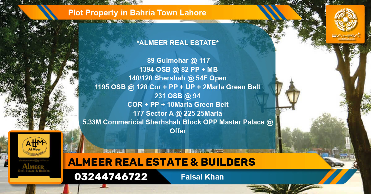 Residential Plot for Sale in Bahria Town, Lahore - (BP-33341)
