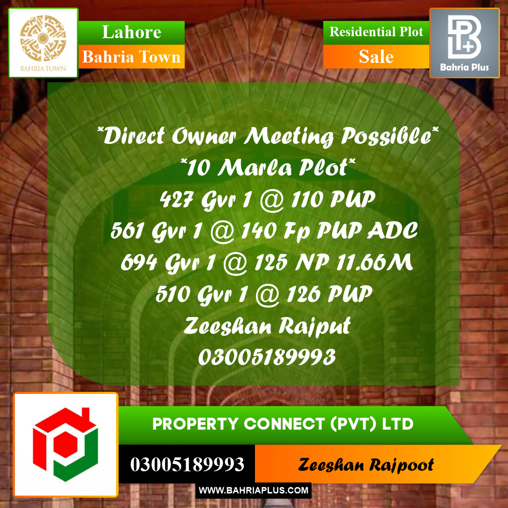 Residential Plot for Sale in Bahria Town, Lahore - (BP-333456)