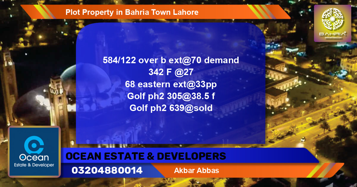 Residential Plot for Sale in Bahria Town, Lahore - (BP-33347)