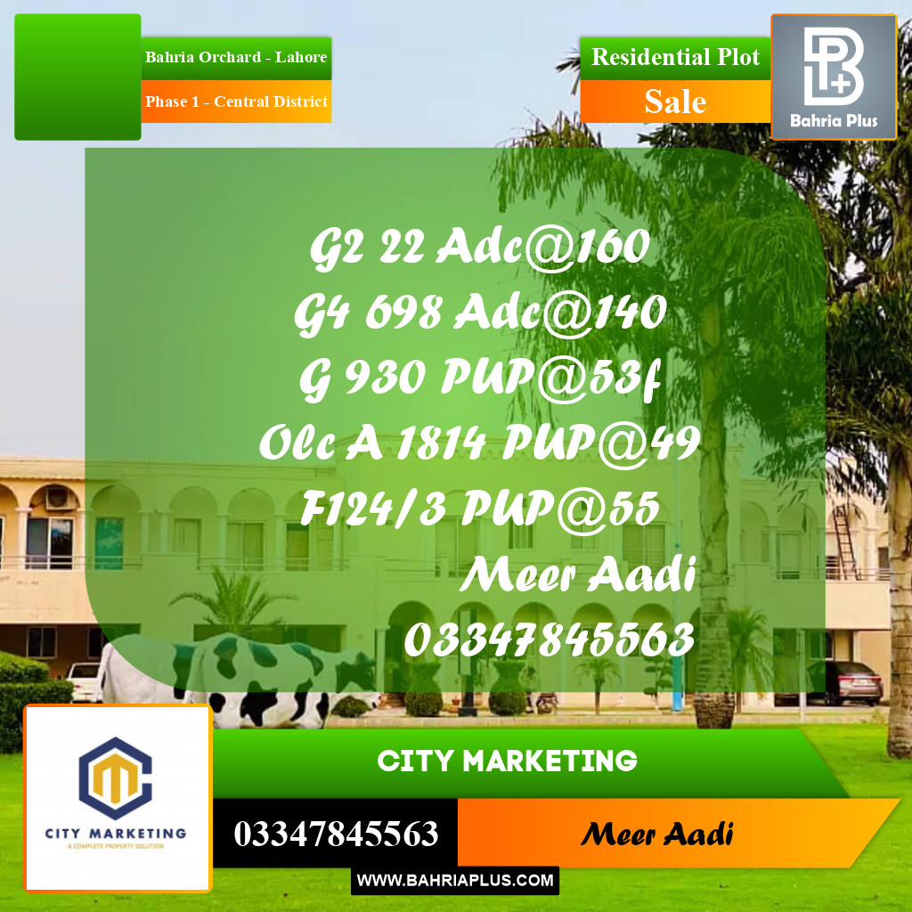 5 Marla Residential Plot for Sale in Phase 1 - Central District -  Bahria Orchard, Lahore - (BP-333514)