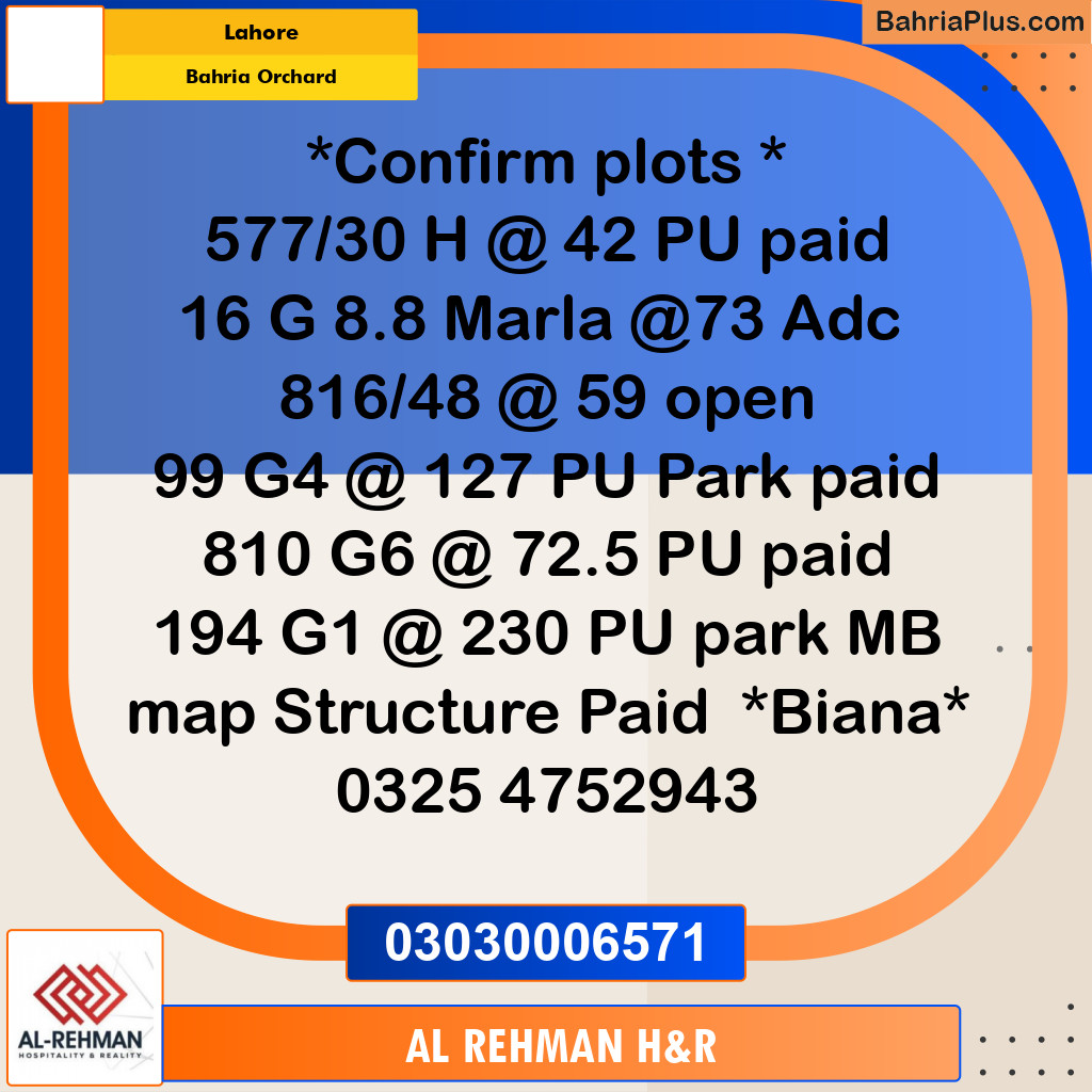 5 Marla Residential Plot for Sale in Bahria Orchard, Lahore - (BP-333535)