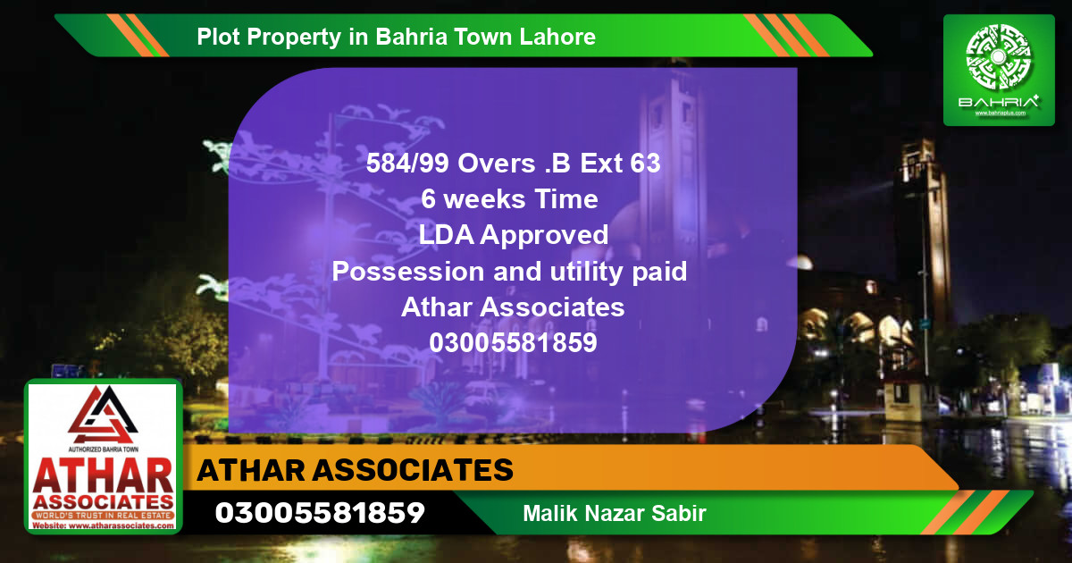 Residential Plot for Sale in Bahria Town, Lahore - (BP-33354)