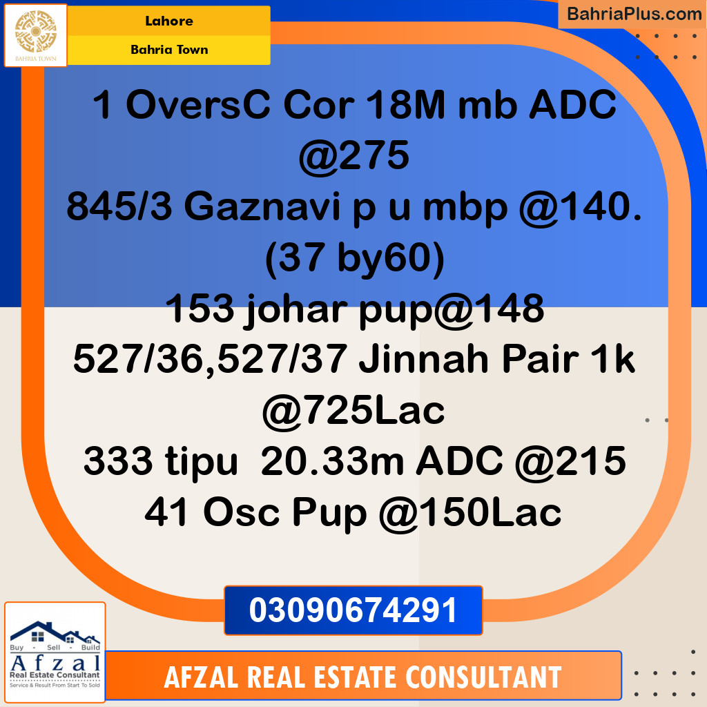 Residential Plot for Sale in Bahria Town, Lahore - (BP-333548)