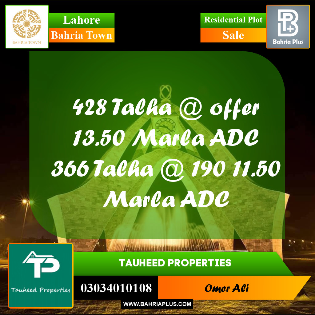 Residential Plot for Sale in Bahria Town, Lahore - (BP-333586)