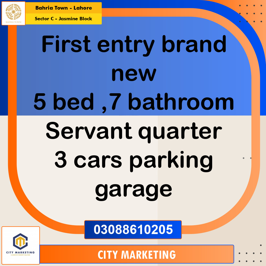 10 Marla Residential House for Rent in Sector C - Jasmine Block -  Bahria Town, Lahore - (BP-333612)