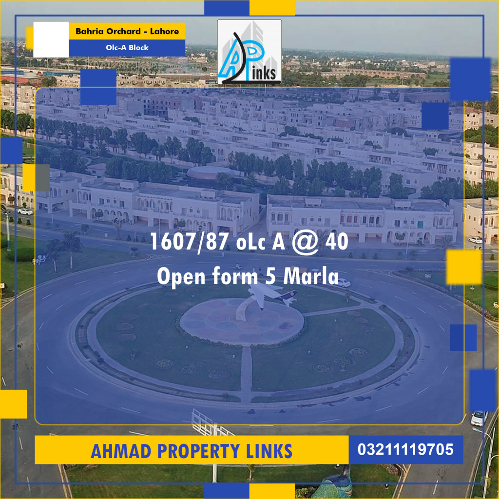 5 Marla Residential Plot for Sale in OLC-A Block -  Bahria Orchard, Lahore - (BP-333642)