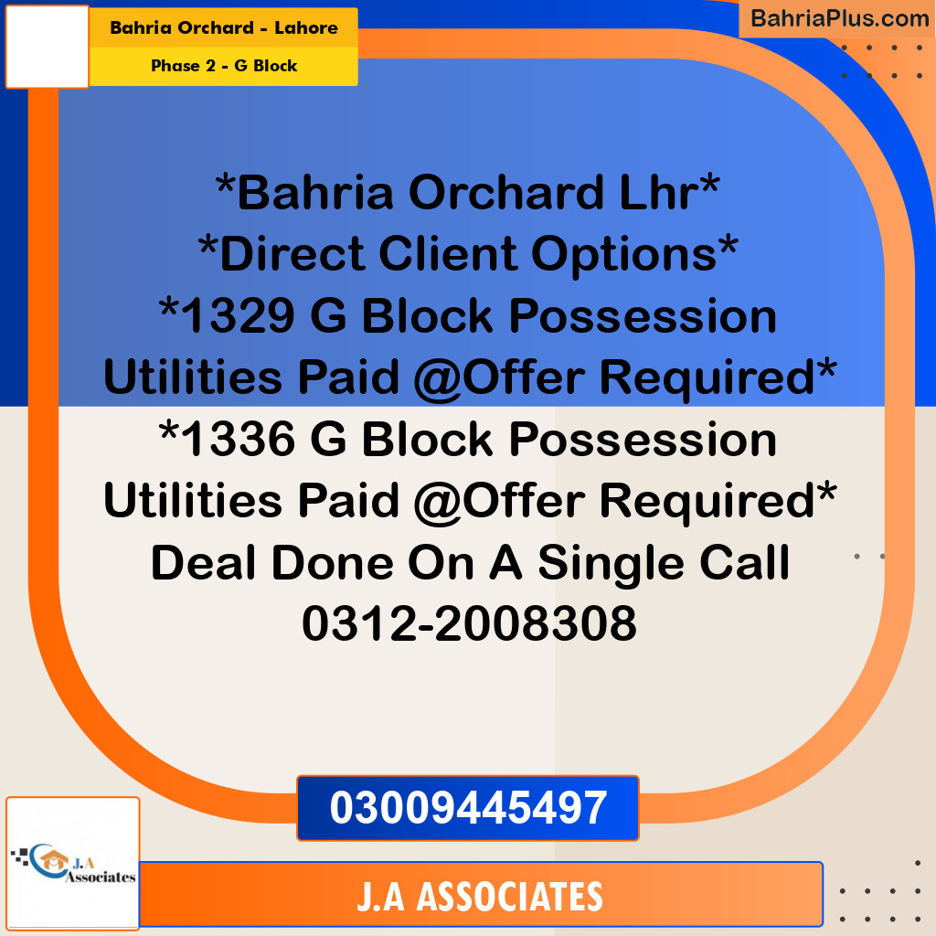 5 Marla Residential Plot for Sale in Phase 2 - G Block -  Bahria Orchard, Lahore - (BP-333672)
