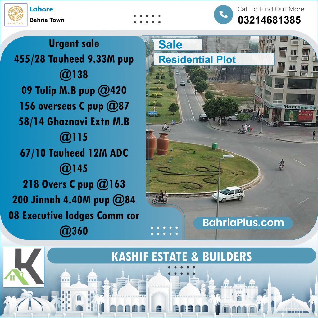 Residential Plot for Sale in Bahria Town, Lahore - (BP-333687)