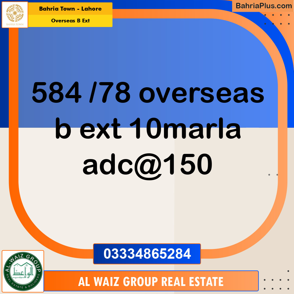 10 Marla Residential Plot for Sale in Overseas B Ext -  Bahria Town, Lahore - (BP-333730)