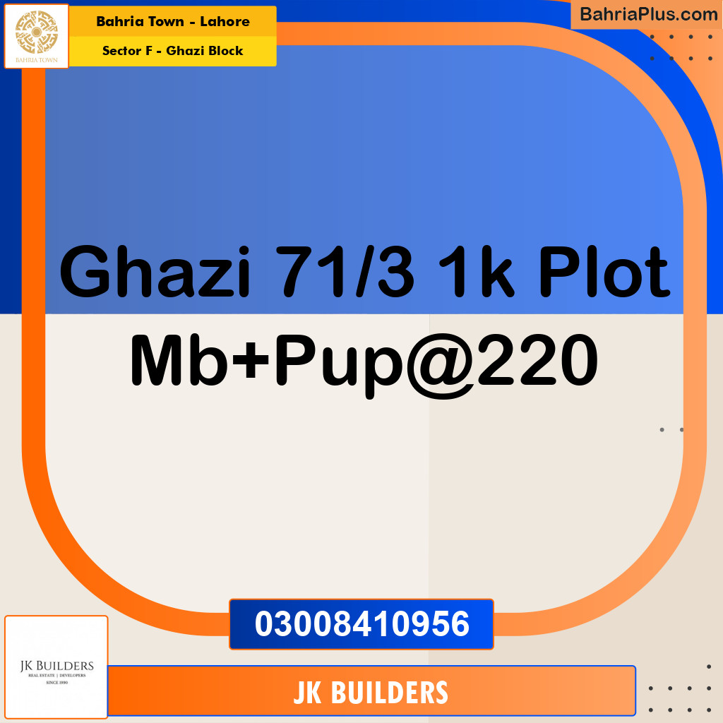 1 Kanal Residential Plot for Sale in Sector F - Ghazi Block -  Bahria Town, Lahore - (BP-333773)