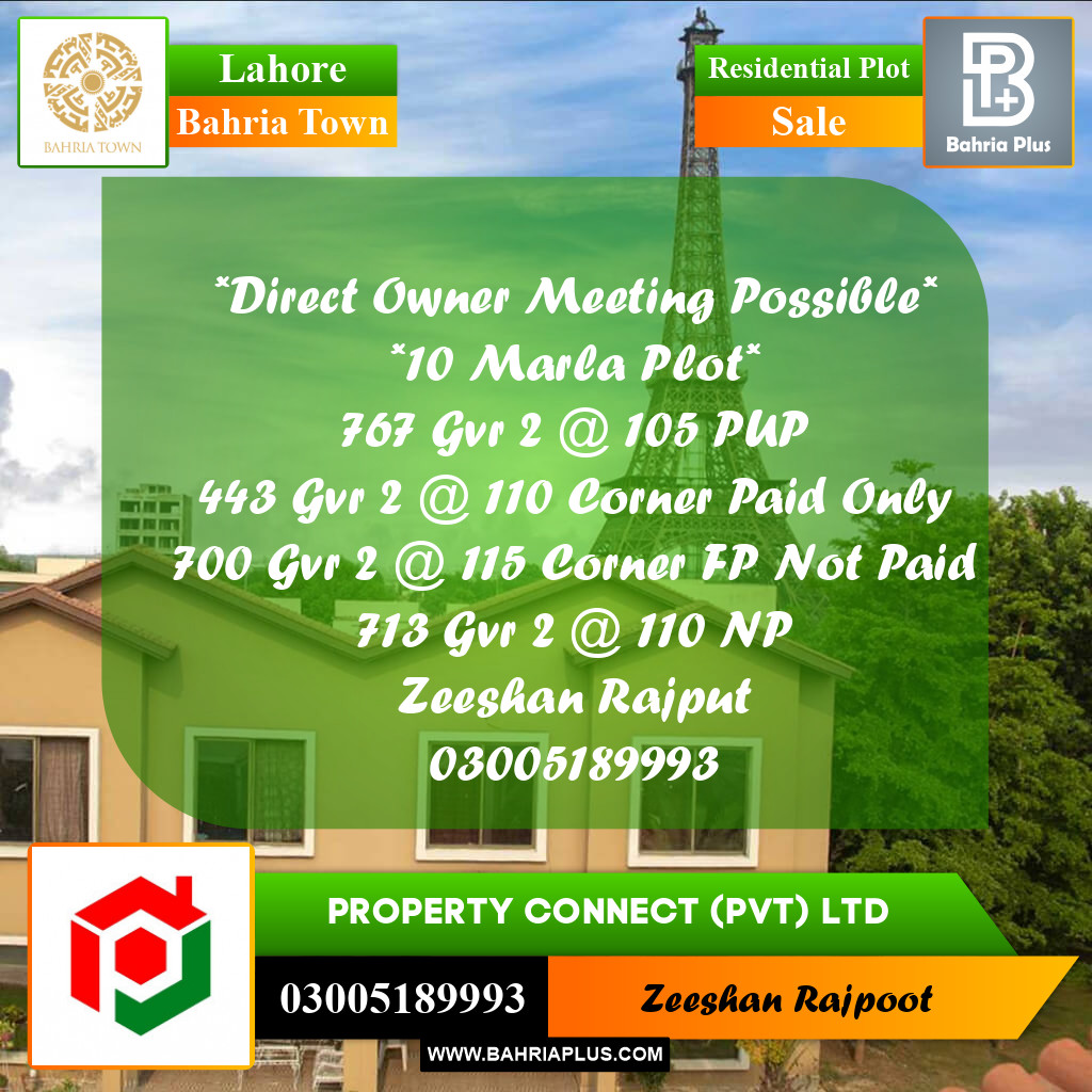 Residential Plot for Sale in Bahria Town, Lahore - (BP-333798)