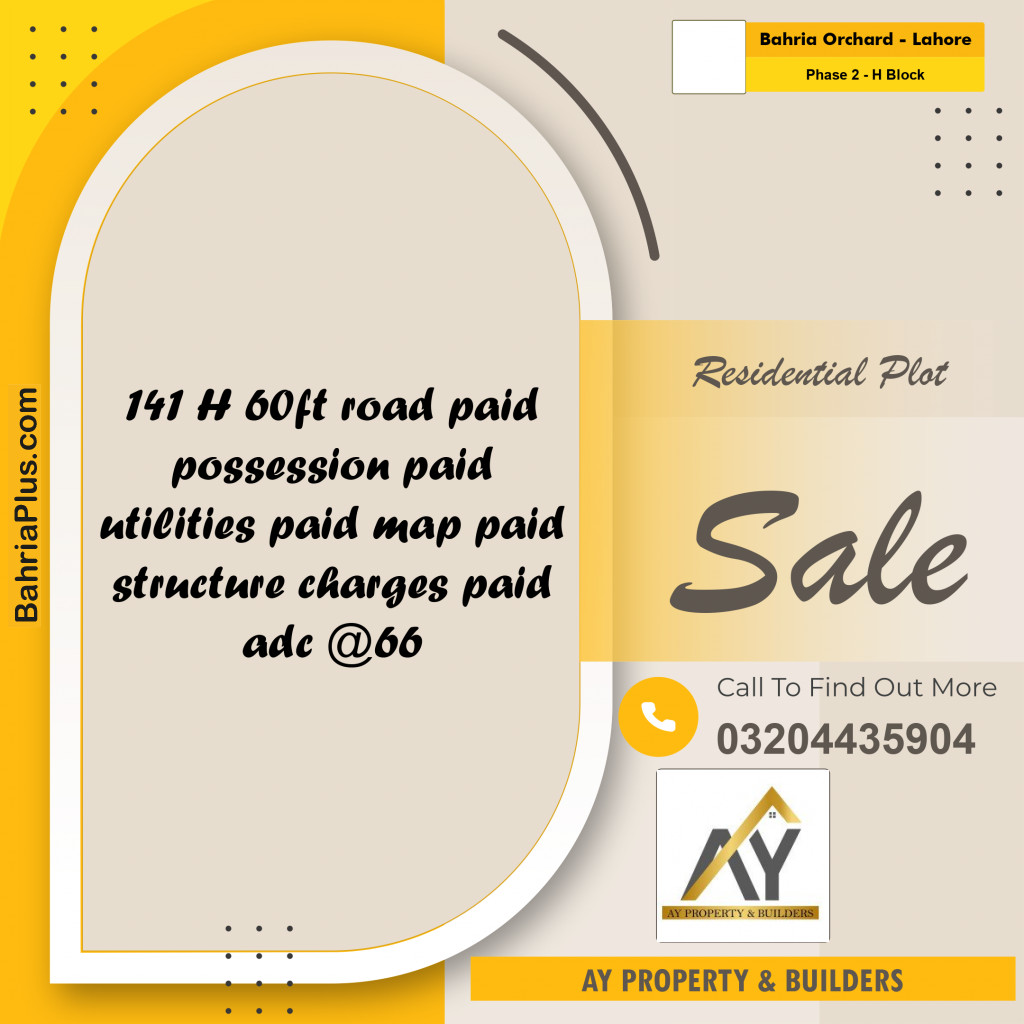 8 Marla Residential Plot for Sale in Phase 2 - H Block -  Bahria Orchard, Lahore - (BP-333808)