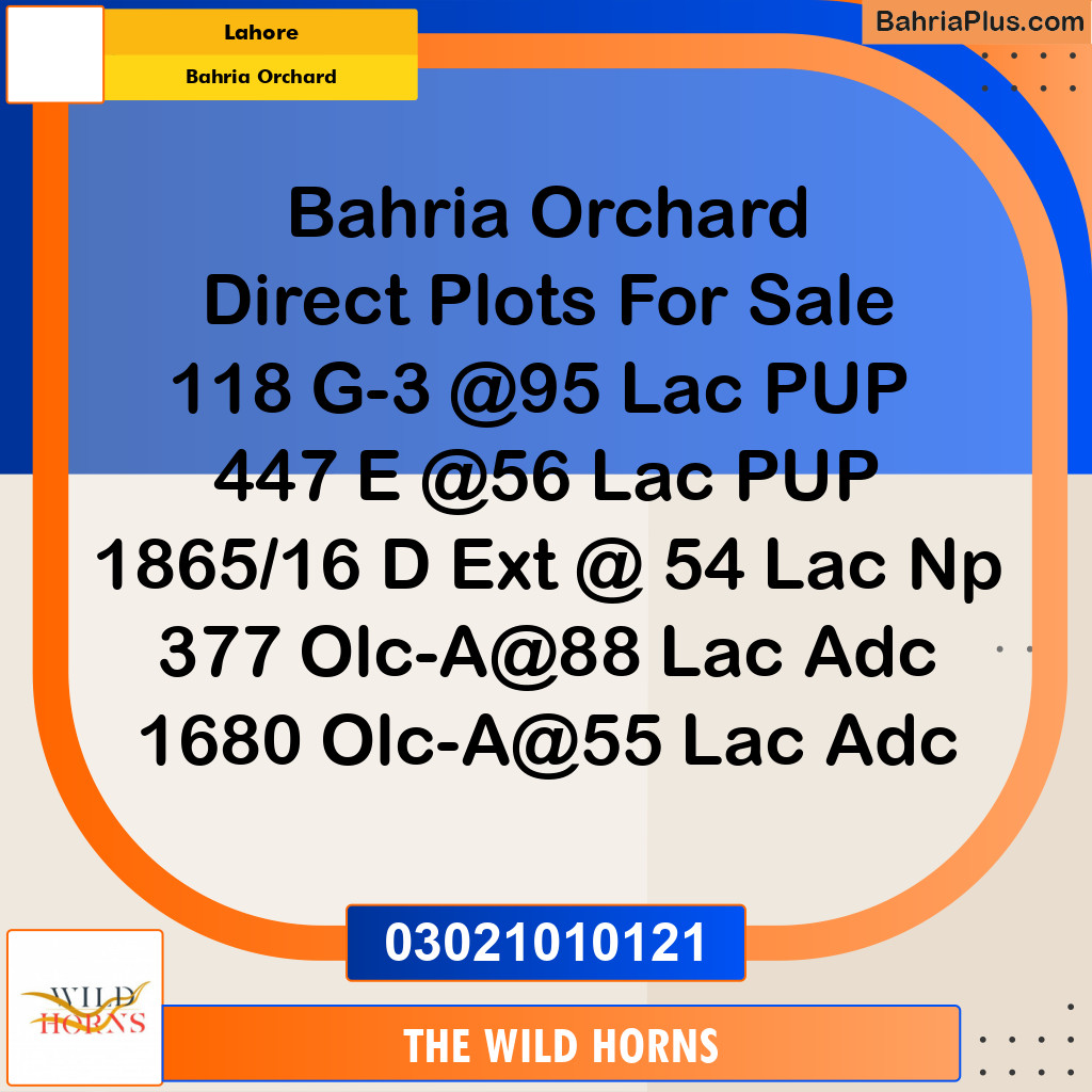 Residential Plot for Sale in Bahria Orchard, Lahore - (BP-333809)