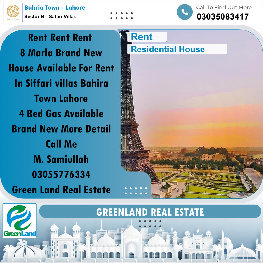 8 Marla Residential House for Rent in Sector B - Safari Villas -  Bahria Town, Lahore - (BP-333814)