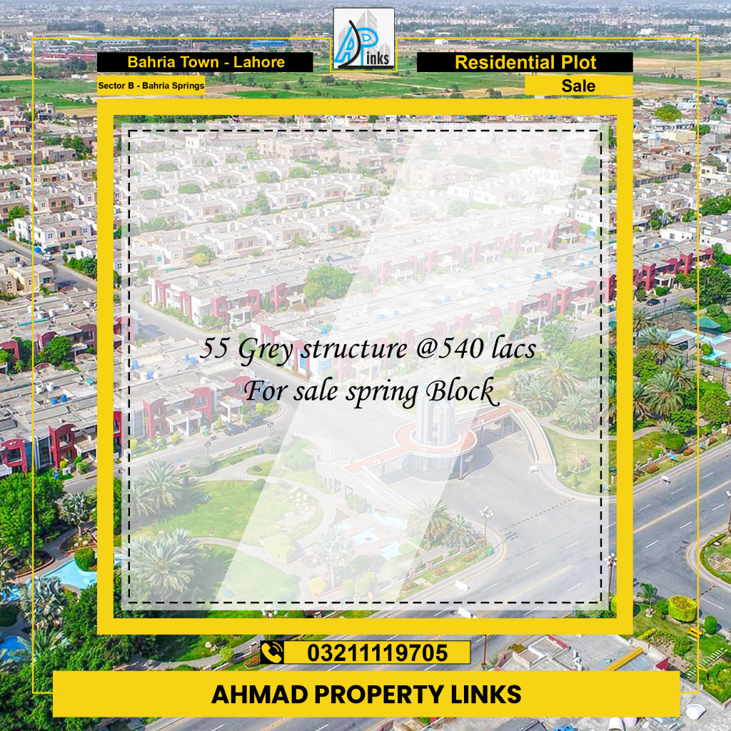 1 Kanal Residential Plot for Sale in Sector B - Bahria Springs -  Bahria Town, Lahore - (BP-333830)