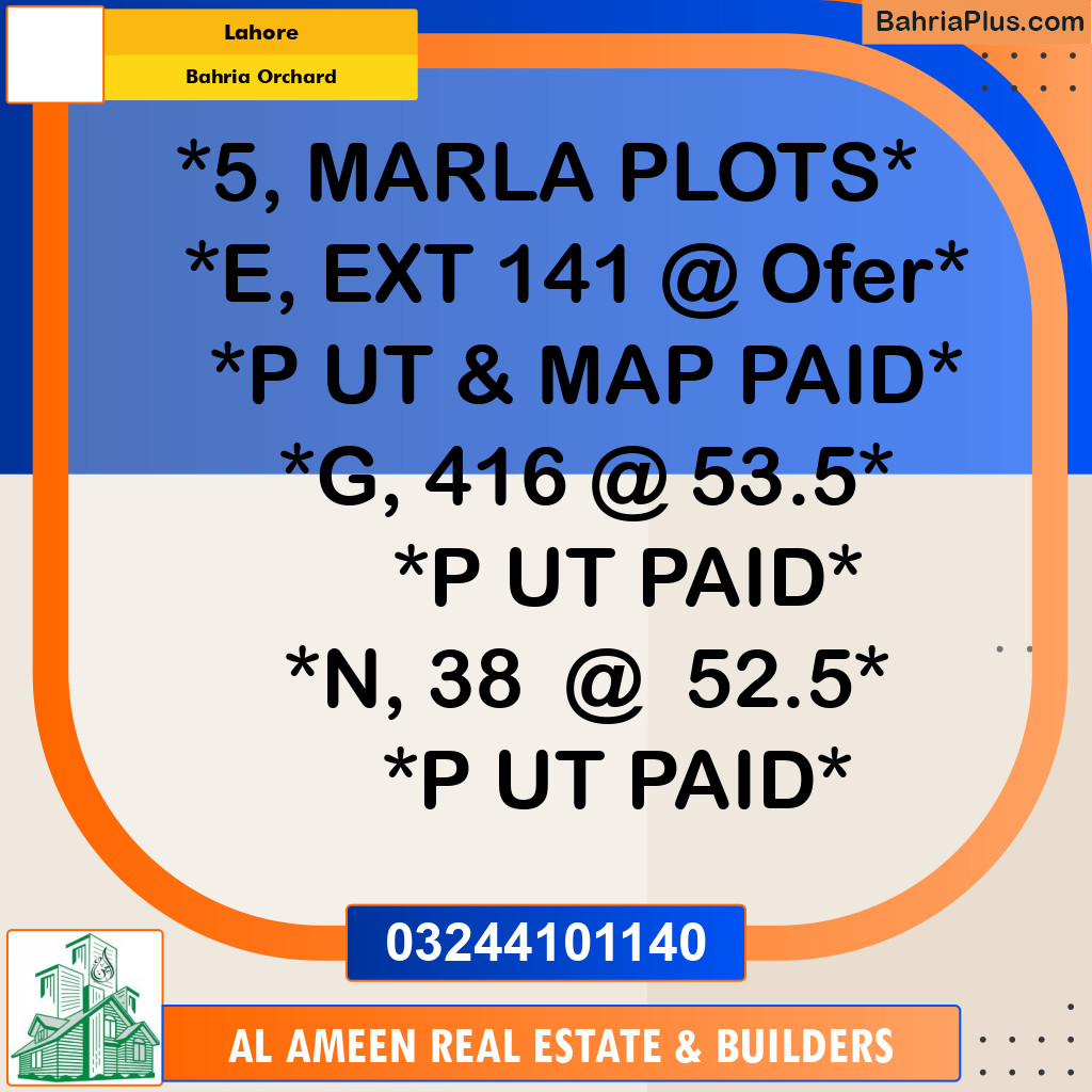 Residential Plot for Sale in Bahria Orchard, Lahore - (BP-333832)