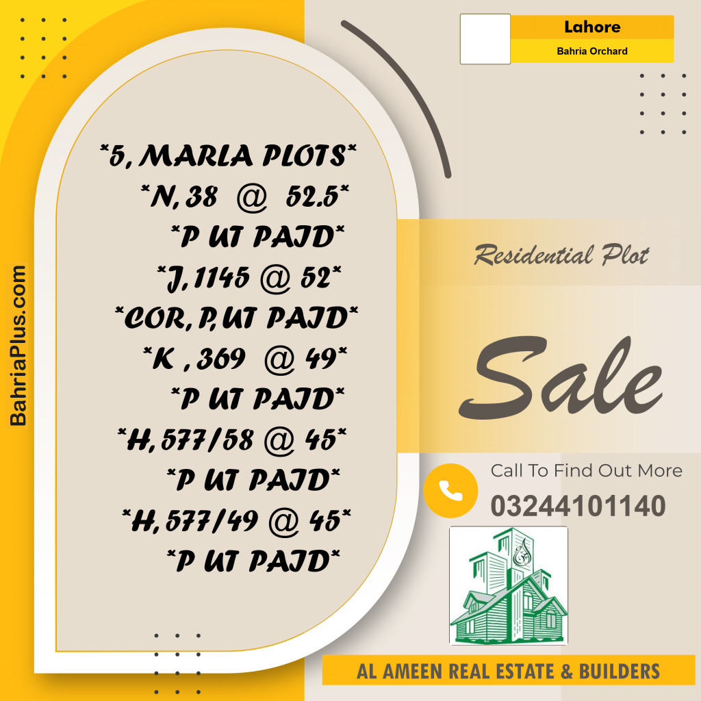 Residential Plot for Sale in Bahria Orchard, Lahore - (BP-333833)