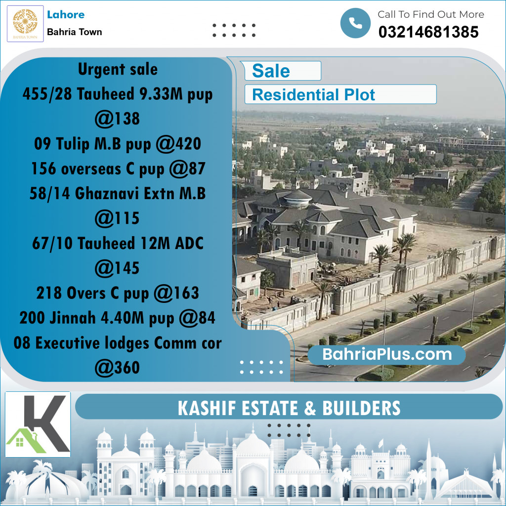 Residential Plot for Sale in Bahria Town, Lahore - (BP-333877)