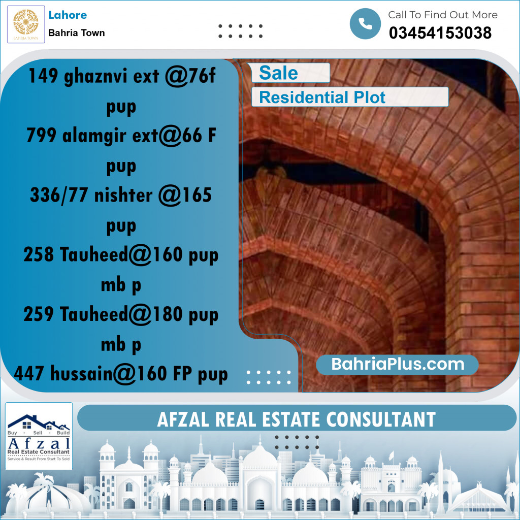 Residential Plot for Sale in Bahria Town, Lahore - (BP-333888)