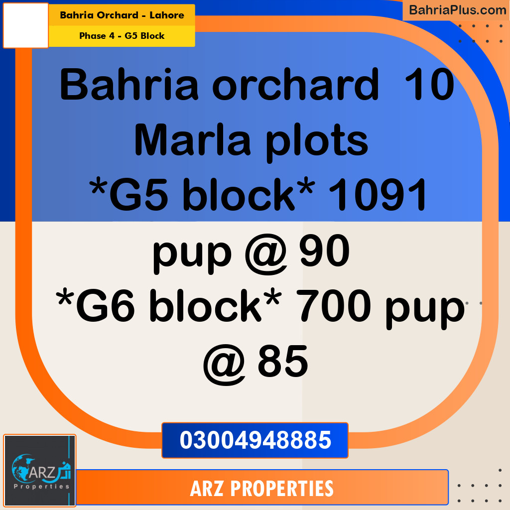 Residential Plot for Sale in Phase 4 - G5 Block -  Bahria Orchard, Lahore - (BP-333889)