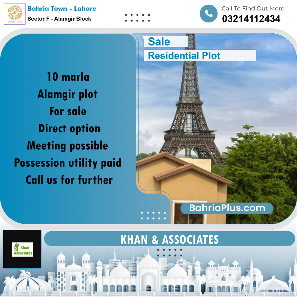 10 Marla Residential Plot for Sale in Sector F - Alamgir Block -  Bahria Town, Lahore - (BP-333903)
