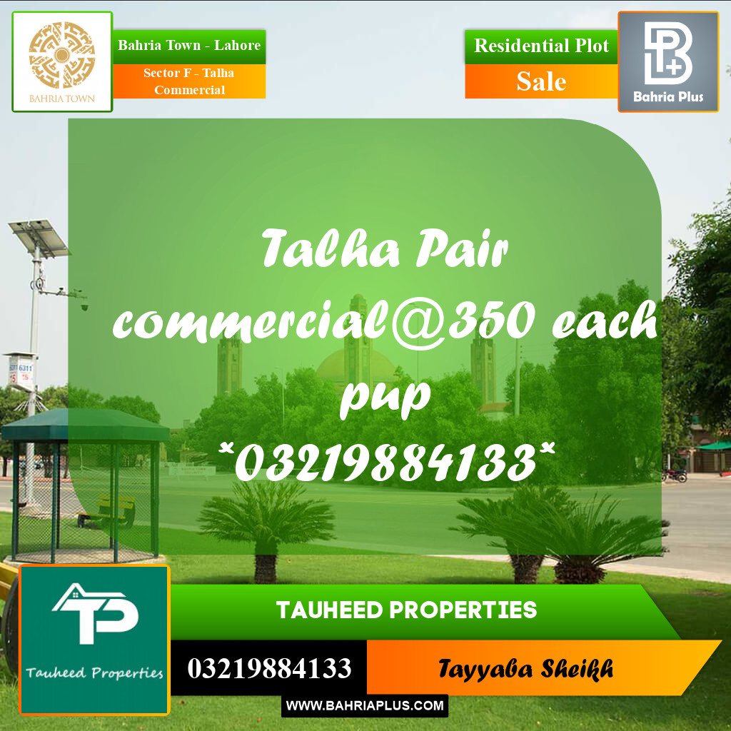 5 Marla Residential Plot for Sale in Sector F - Talha Commercial -  Bahria Town, Lahore - (BP-333907)