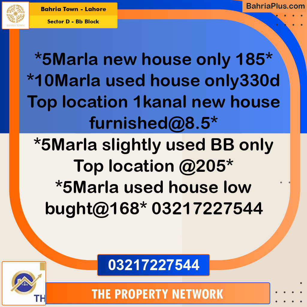 5 Marla Residential Plot for Sale in Sector D - BB Block -  Bahria Town, Lahore - (BP-333969)