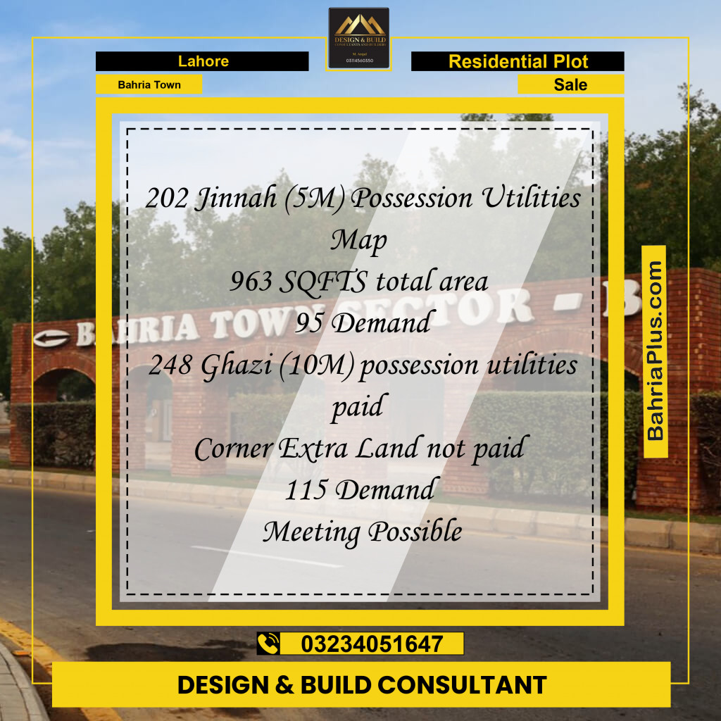 Residential Plot for Sale in Bahria Town, Lahore - (BP-333977)