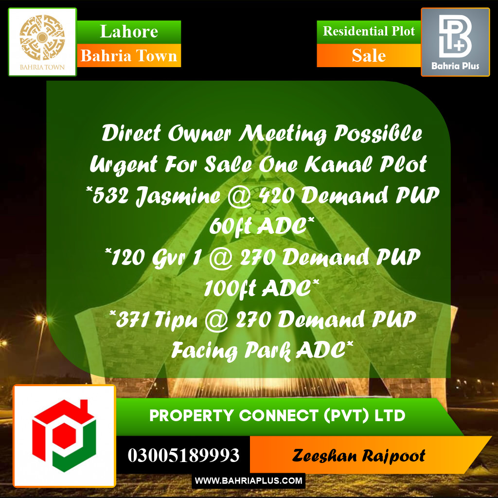 Residential Plot for Sale in Bahria Town, Lahore - (BP-333979)