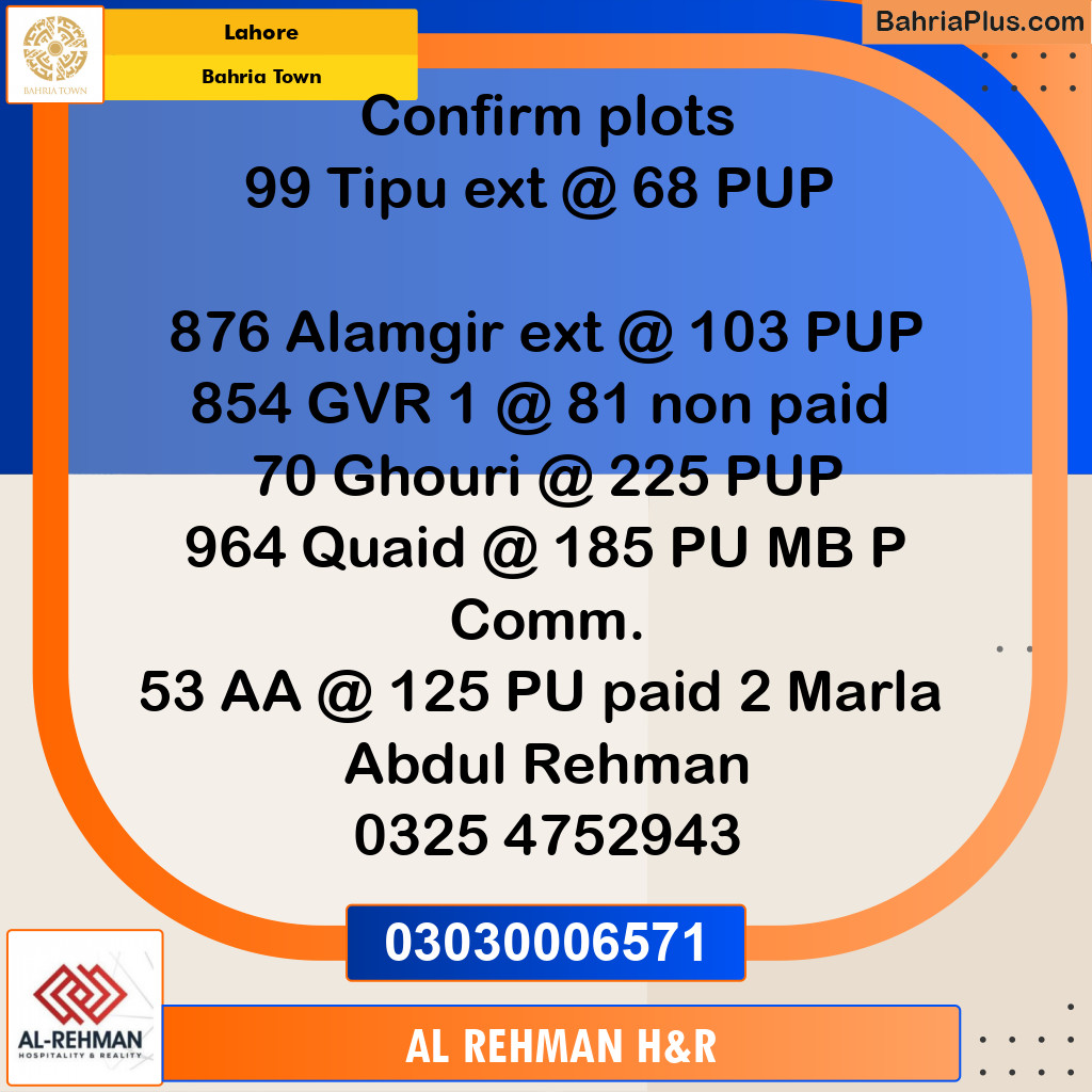 5 Marla Residential Plot for Sale in Bahria Town, Lahore - (BP-334031)