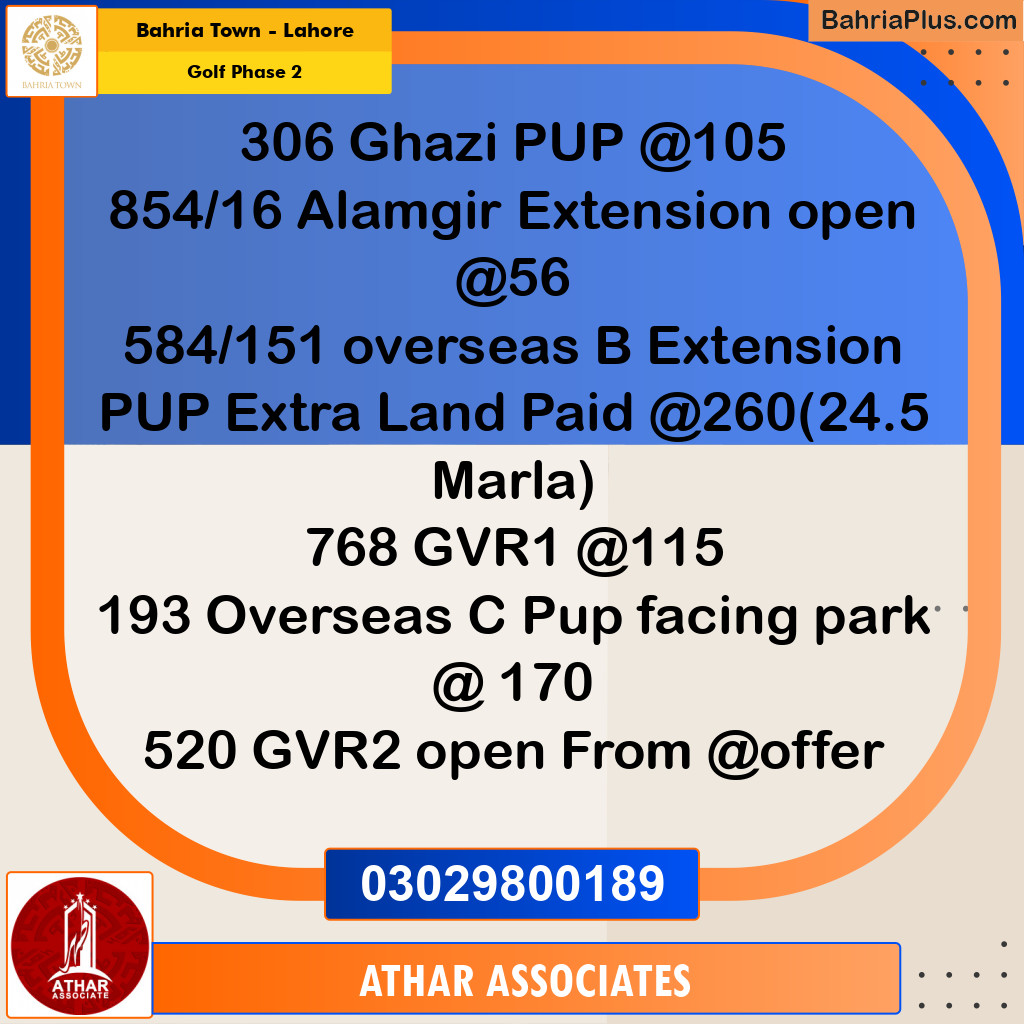 10 Marla Residential Plot for Sale in Golf Phase 2 -  Bahria Town, Lahore - (BP-334076)