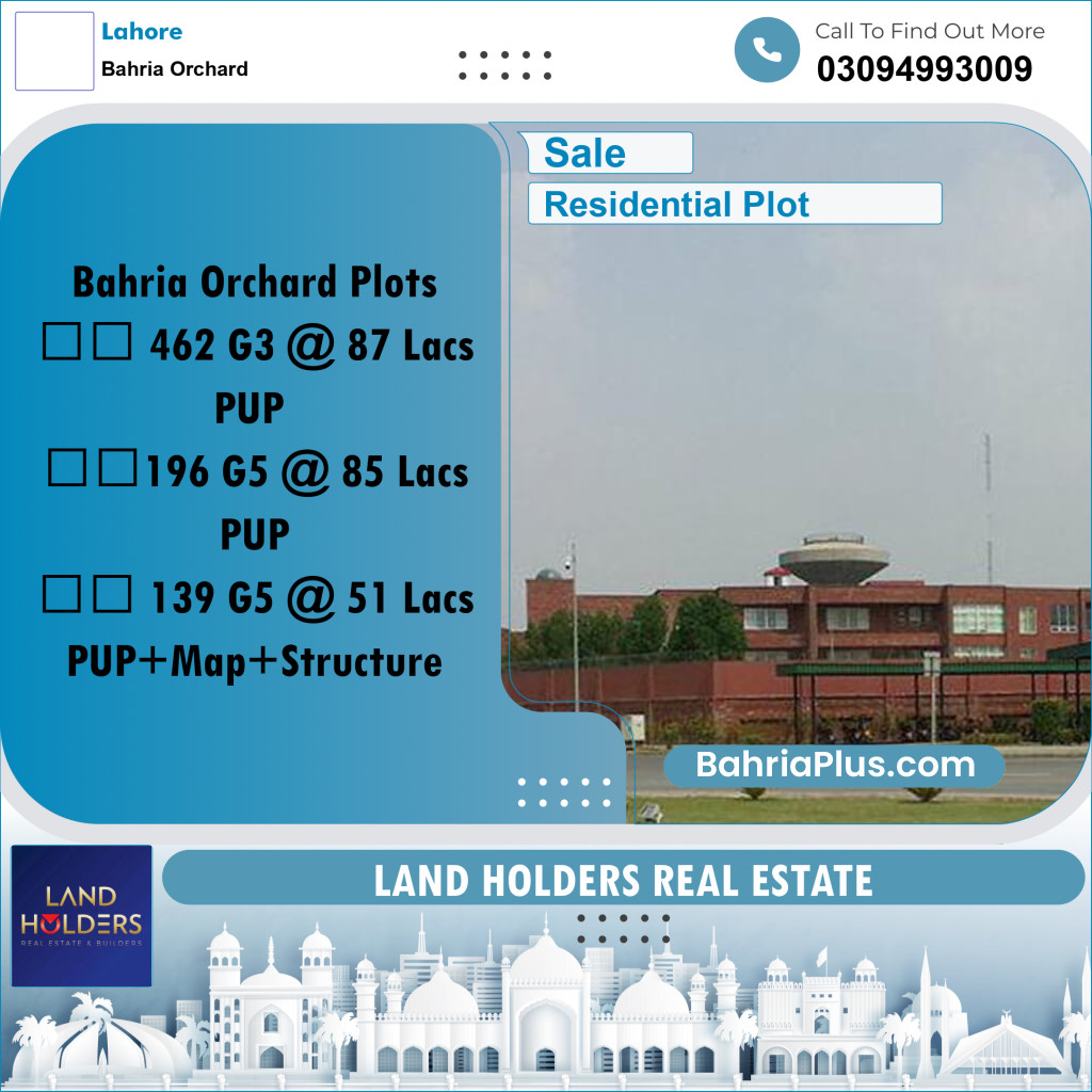 Residential Plot for Sale in Bahria Orchard, Lahore - (BP-334084)