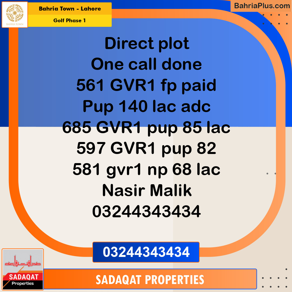 5 Marla Residential Plot for Sale in Golf Phase 1 -  Bahria Town, Lahore - (BP-334086)