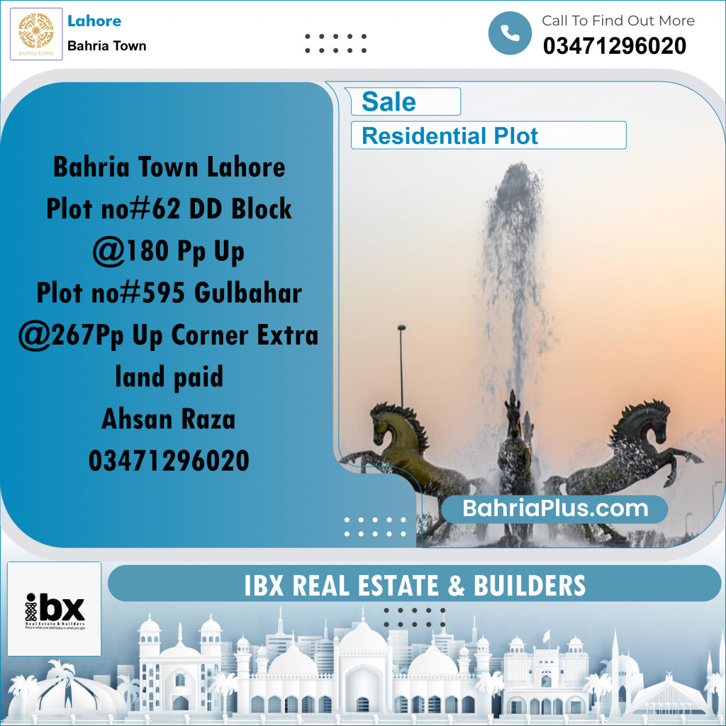 10 Marla Residential Plot for Sale in Bahria Town, Lahore - (BP-334162)