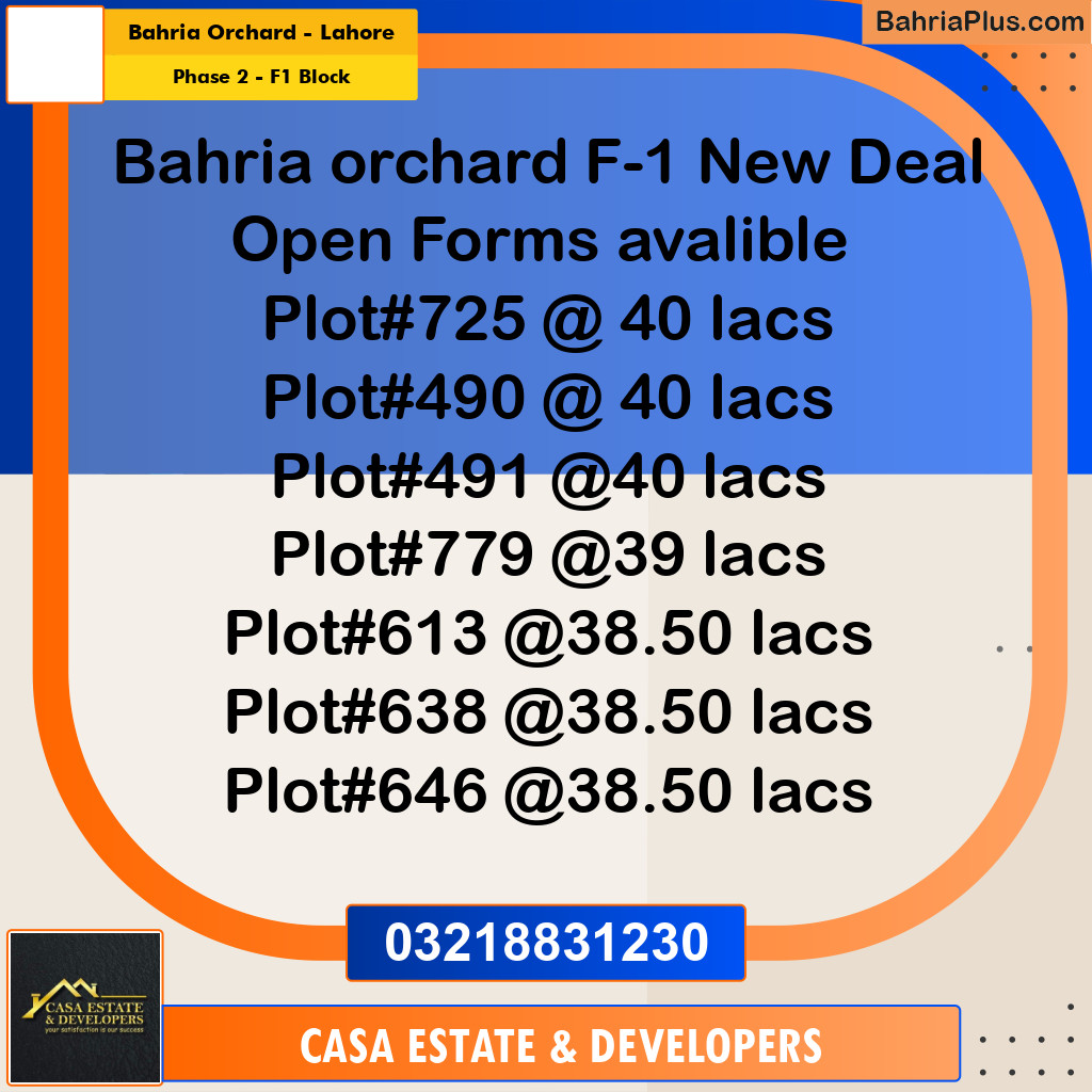 5 Marla Residential Plot for Sale in Phase 2 - F1 Block -  Bahria Orchard, Lahore - (BP-334268)
