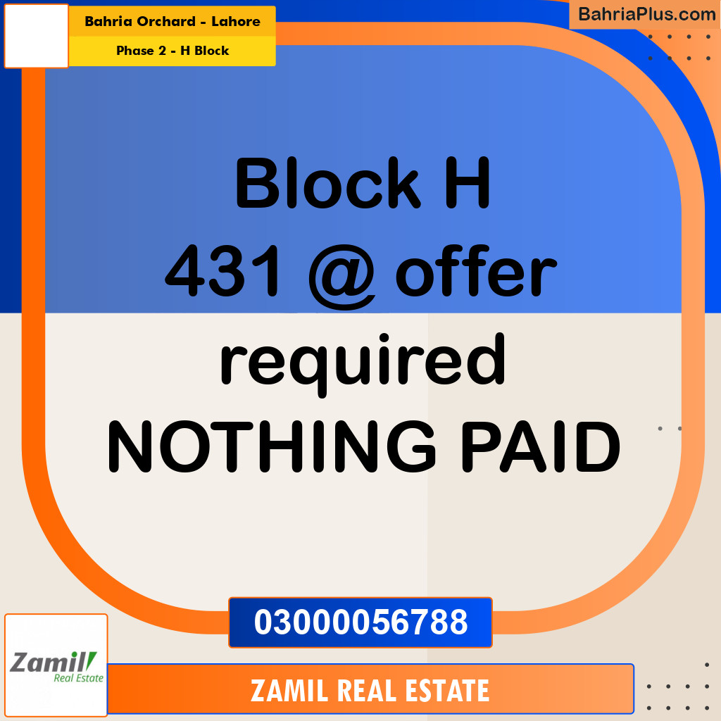 8 Marla Residential Plot for Sale in Phase 2 - H Block -  Bahria Orchard, Lahore - (BP-334278)