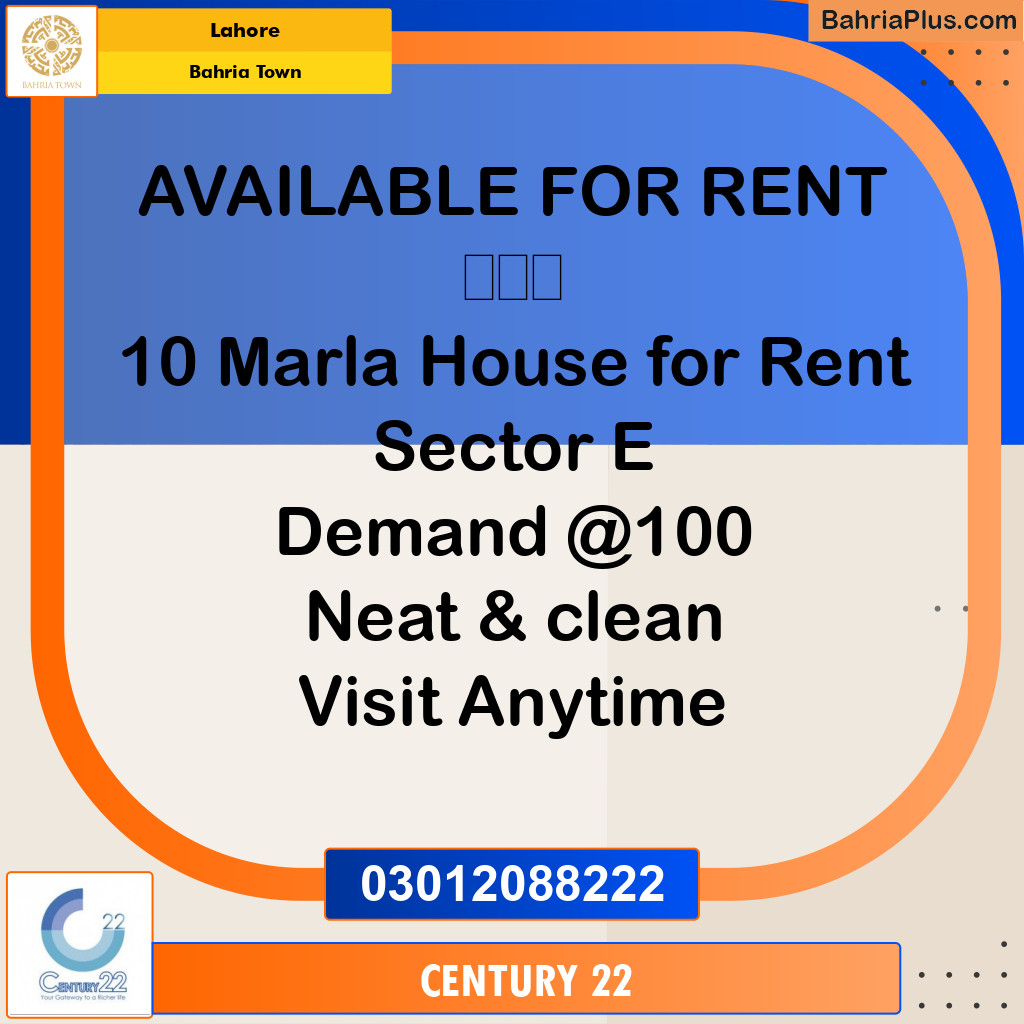 10 Marla Residential House for Rent in Bahria Town, Lahore - (BP-334279)