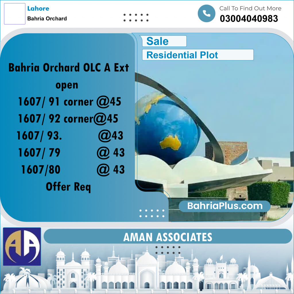 Residential Plot for Sale in Bahria Orchard, Lahore - (BP-334281)