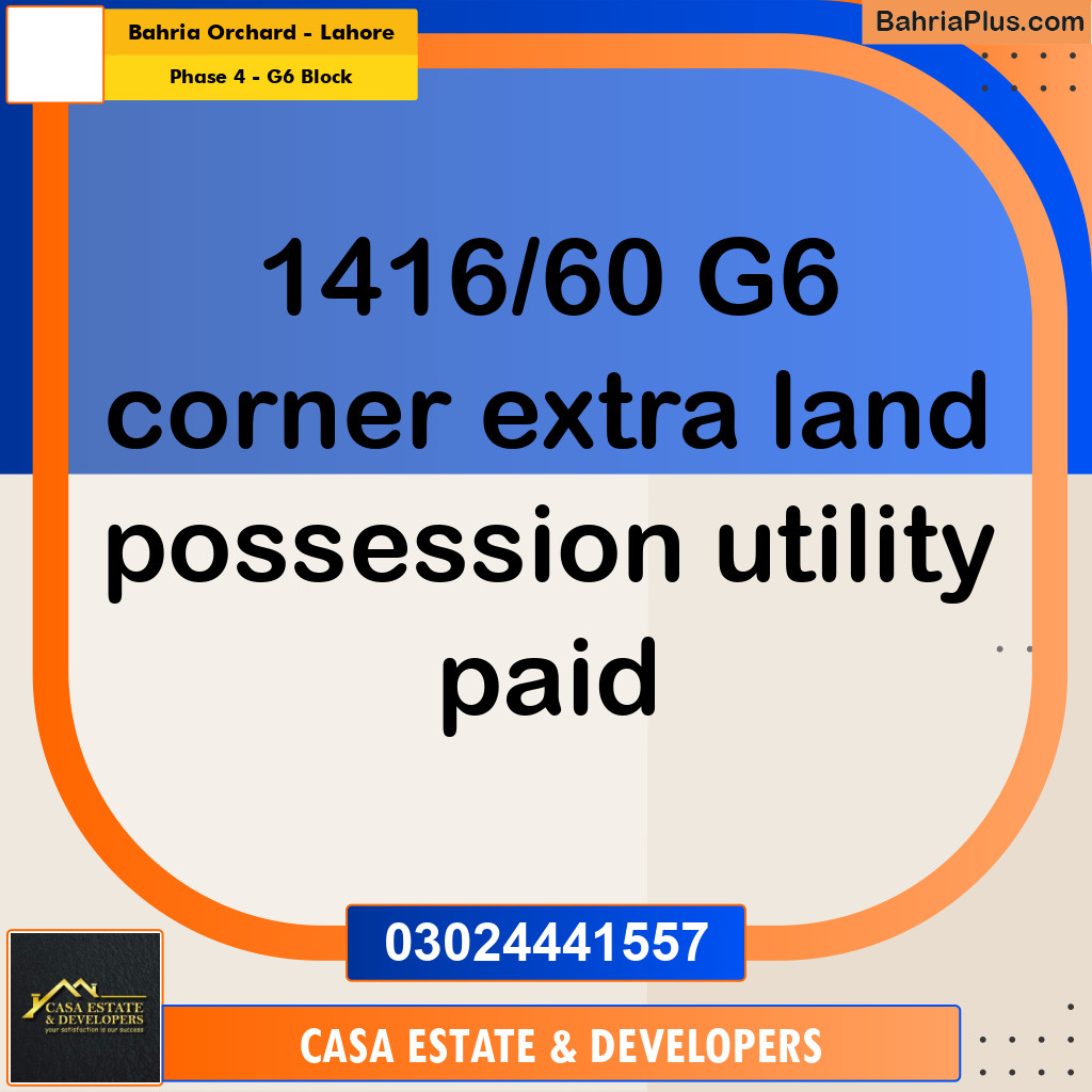 8 Marla Residential Plot for Sale in Phase 4 - G6 Block -  Bahria Orchard, Lahore - (BP-334303)